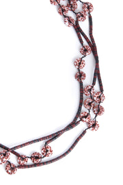 Tiger Powder Glass Bead Necklace with Phono Discs