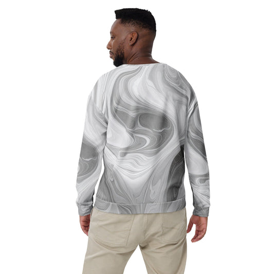 Graphic Sweatshirt for Men - Grey White Boho Marble Print-1