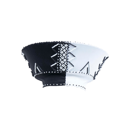 Zulu Beaded Bucket Hat - Isicholo Black & White | Handmade in South Africa-1