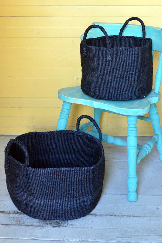 Usiku Black Sisal Kamba Floor Basket Set of (3)