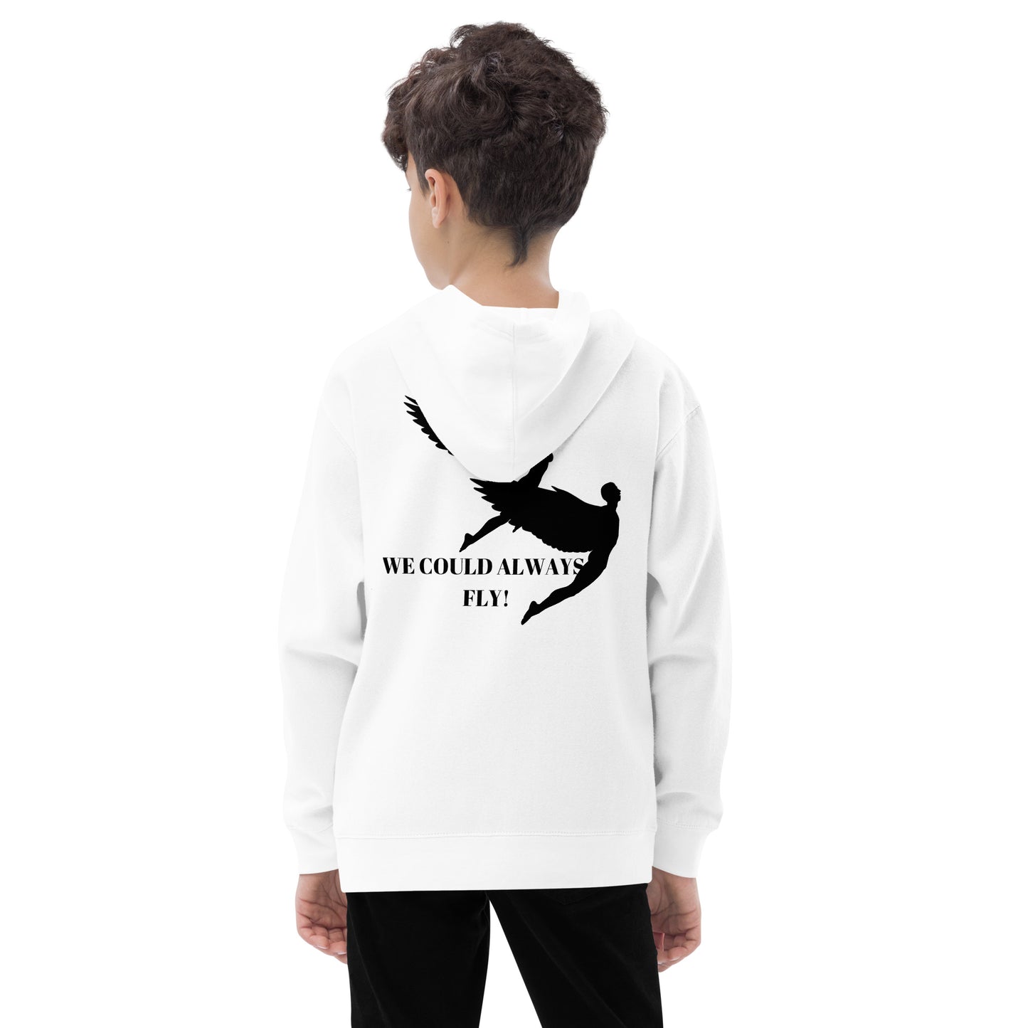 WE COULD ALWAYS FLY Kids Fleece Hoodie by SobG Designs