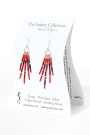 Crimson Shuka Zulugrass Fringe Earrings Set of 3 pairs