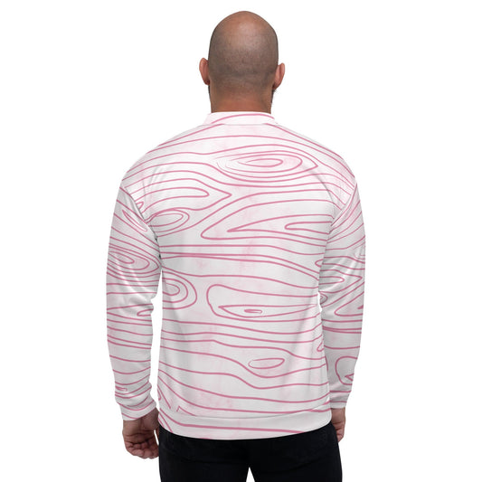 Mens Bomber Jacket - Pink Line Art Sketch Print-1