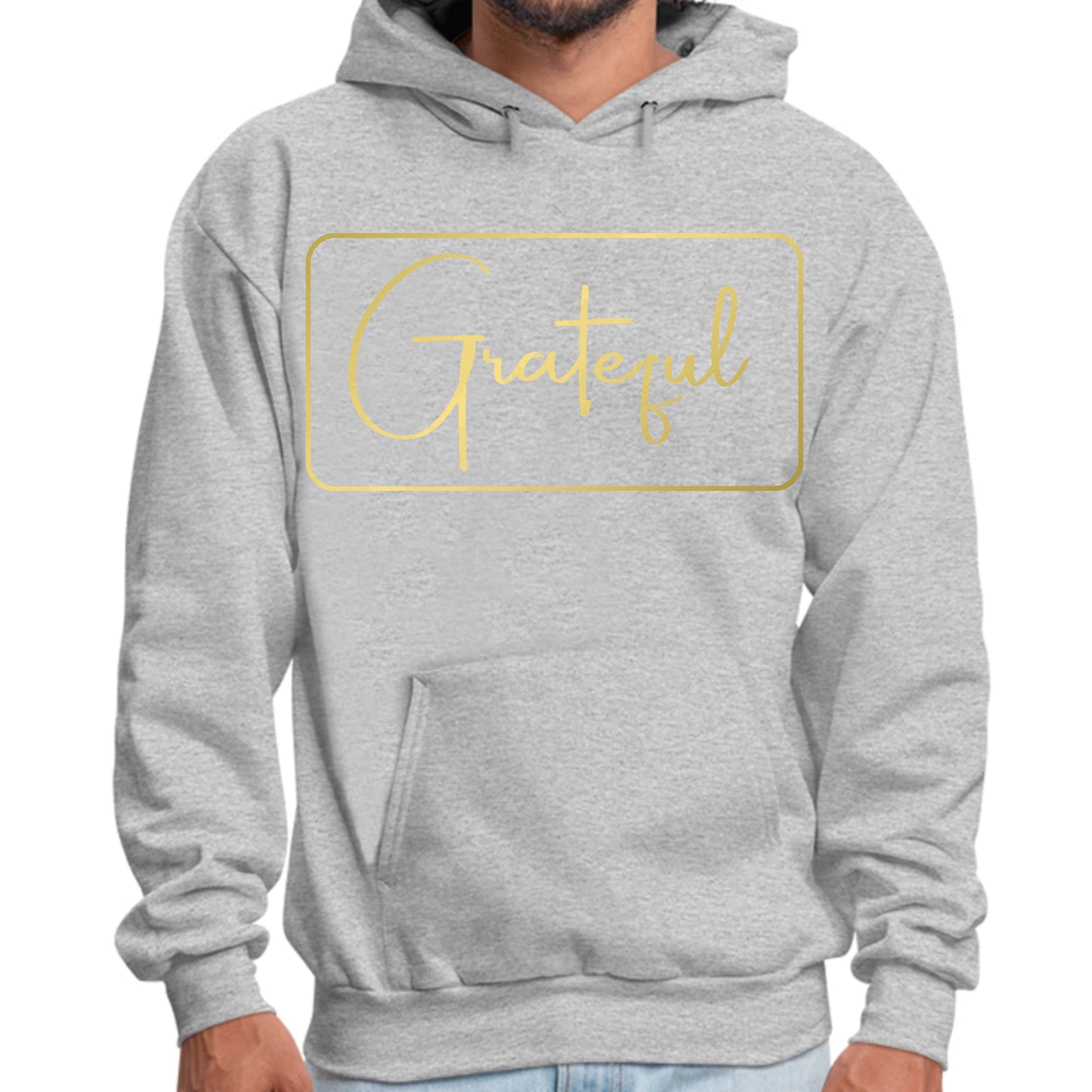 Mens Graphic Hoodie Grateful - Metallic Gold Illustration-7