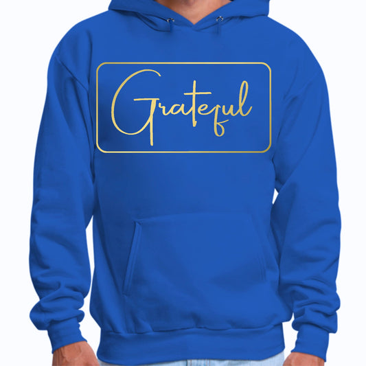 Mens Graphic Hoodie Grateful - Metallic Gold Illustration-1