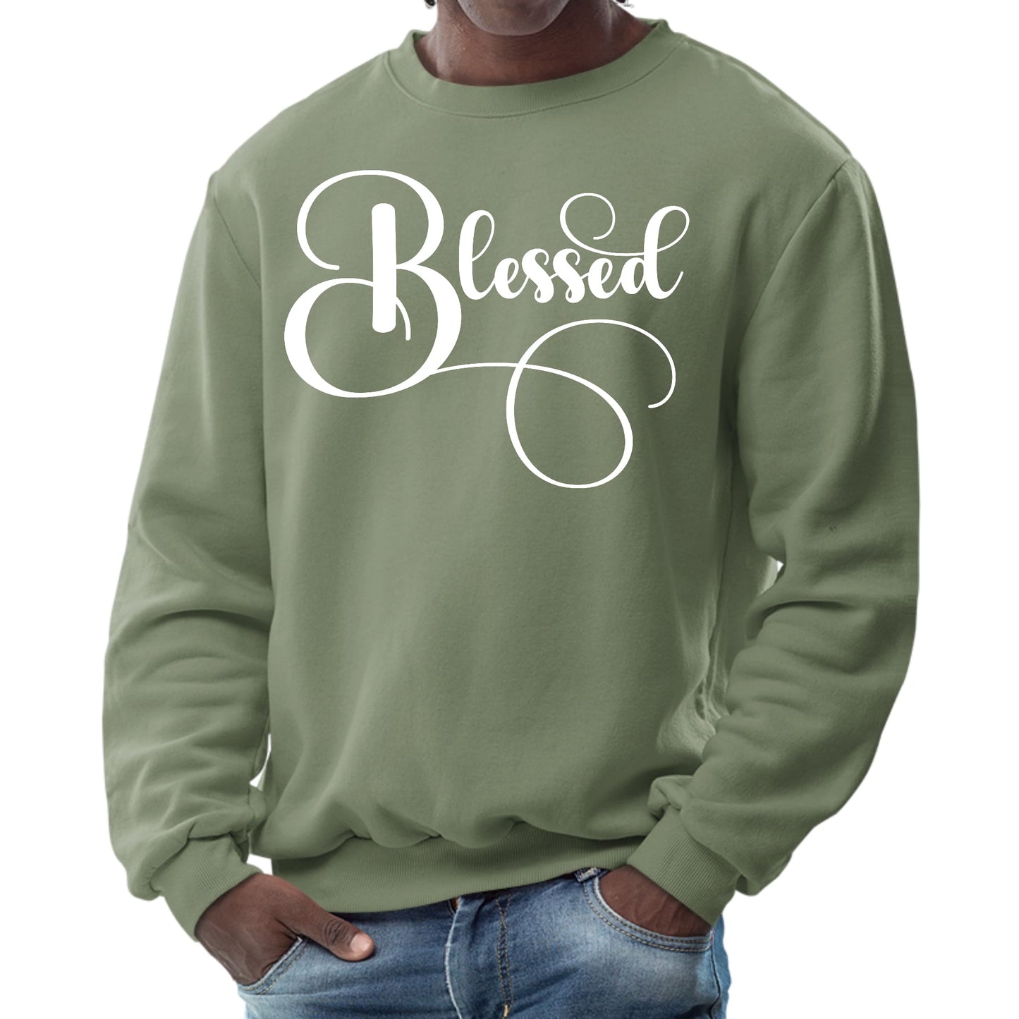 Mens Graphic Sweatshirt - Blessed Graphic Illustration-7