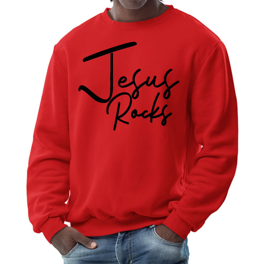 Mens Graphic Sweatshirt - Jesus Rocks Print-1