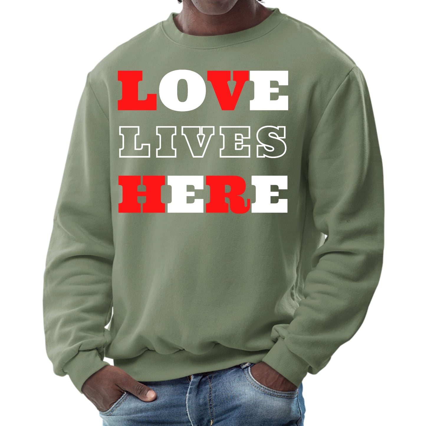 Mens Graphic Sweatshirt - Love Lives Here Christian Inspiration-7