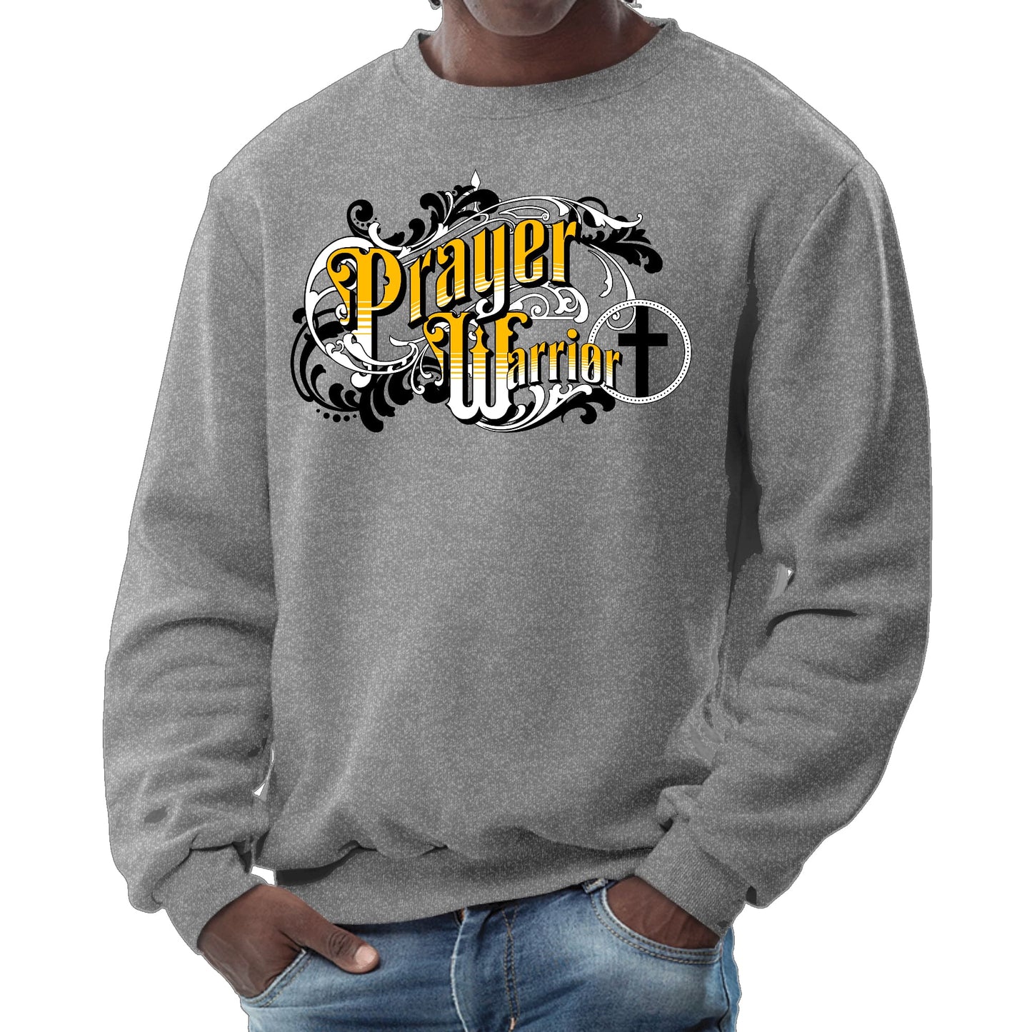 Mens Graphic Sweatshirt - Prayer Warrior Victorian Style Illustration-7