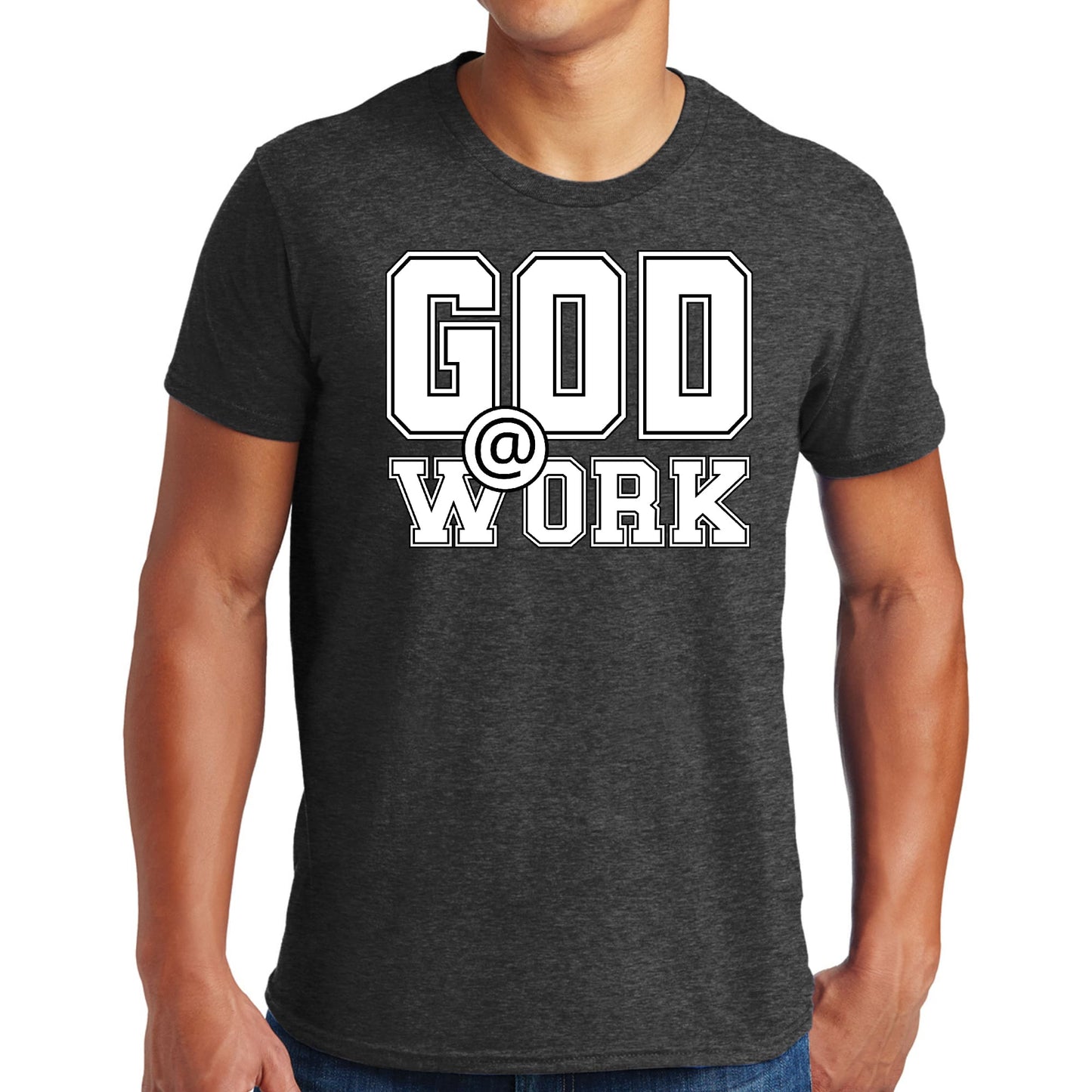 Mens Graphic T-shirt God @ Work Print-3