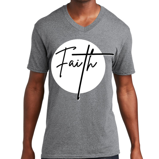 Mens Graphic V-neck T-shirt - Faith Print-1