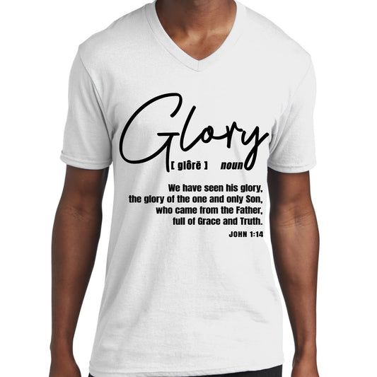 Mens Graphic V-neck T-shirt - Glory - Christian Inspiration - Black-1