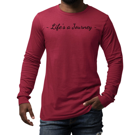 Mens Long Sleeve Graphic T-shirt Life's a Journey Black Print-1