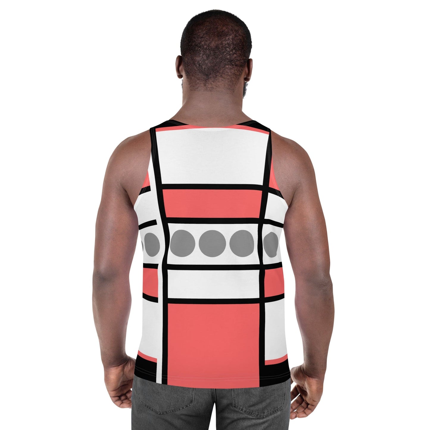 Mens Stretch Fit Tank Top - Pale Red Print-3