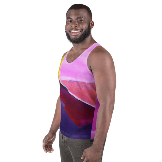 Mens Stretch Fit Tank Top - Pink and Purple Pattern-1