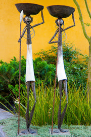 Kenyan Cow Horn Warrior Bowl Sculptures