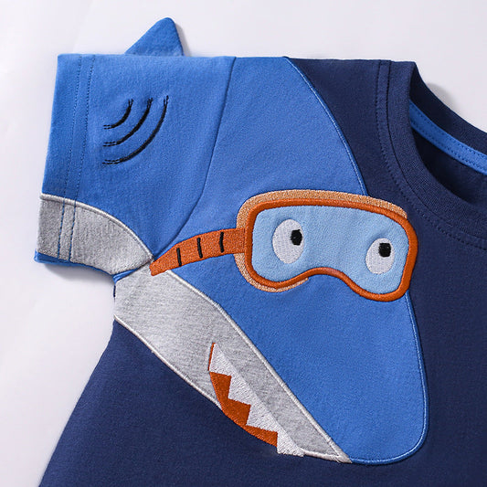 Summer Baby Kids Cartoon Pattern T-shirt and Shorts Clothing Set for Boys-1