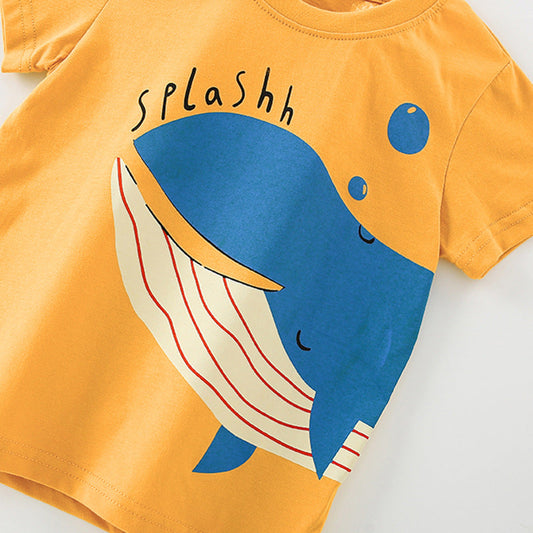 Summer Baby Kids Fish Pattern T-shirt and Shorts Clothing Set for Boys-1