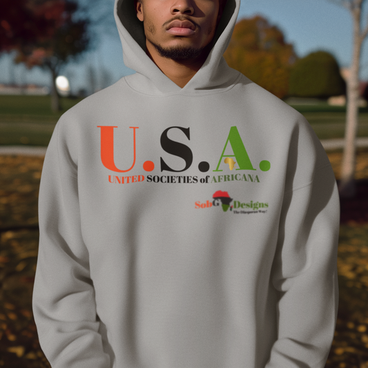 U.S.A. UNITED SOCIETIES of AFRICANA Unisex Oversized Hoodie by SobG Designs
