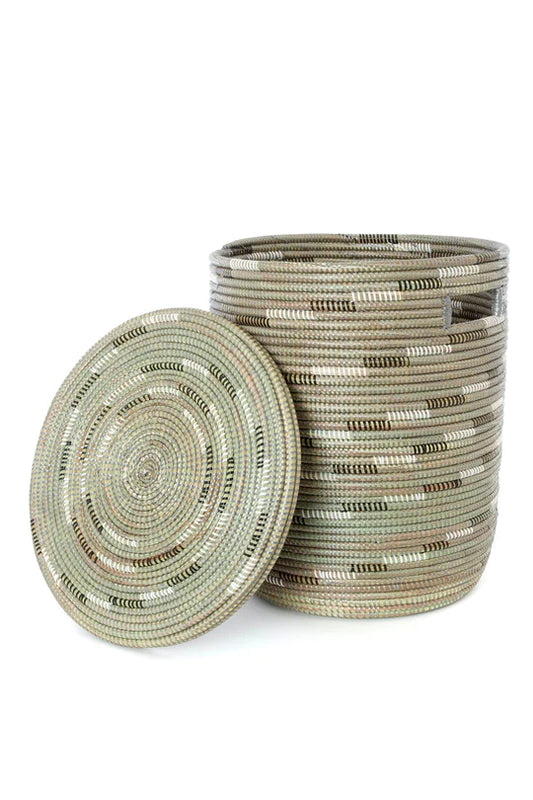 Silver Swirl Flat Lid Storage Basket Set of (2)