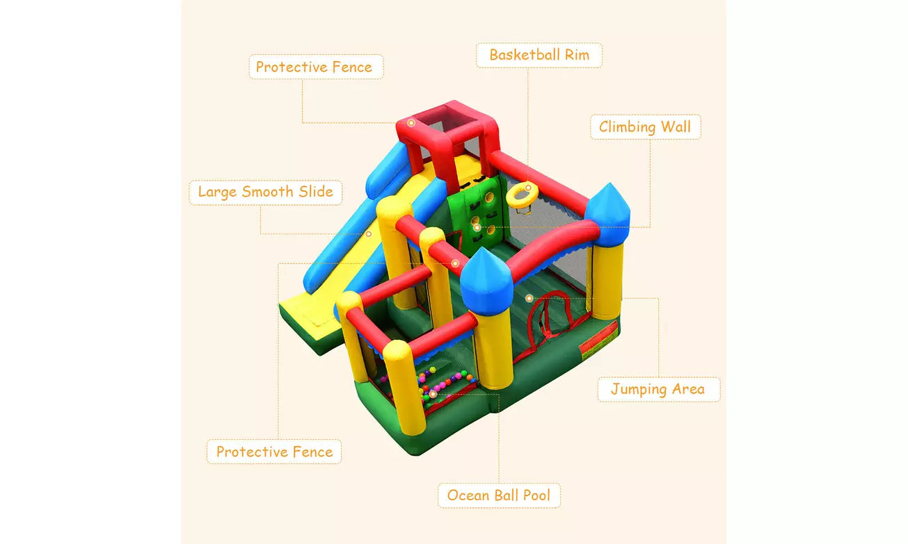 Mighty Inflatable 5-in-1 Bounce House Castle Jumper Moonwalk Bouncer
