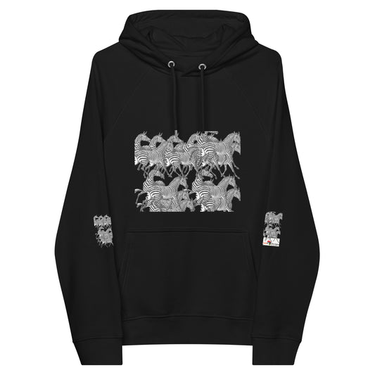THE ZEBRA Unisex Eco Raglan Hoodie by SobG Designs