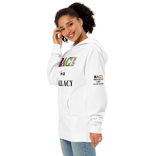 RACE IS A FALLACY Unisex Midweight Hoodie by SobG Designs