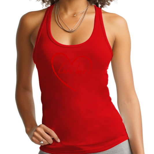 Womens Fitness Tank Top Graphic T-shirt - Say it Soul Love Her - Red-1