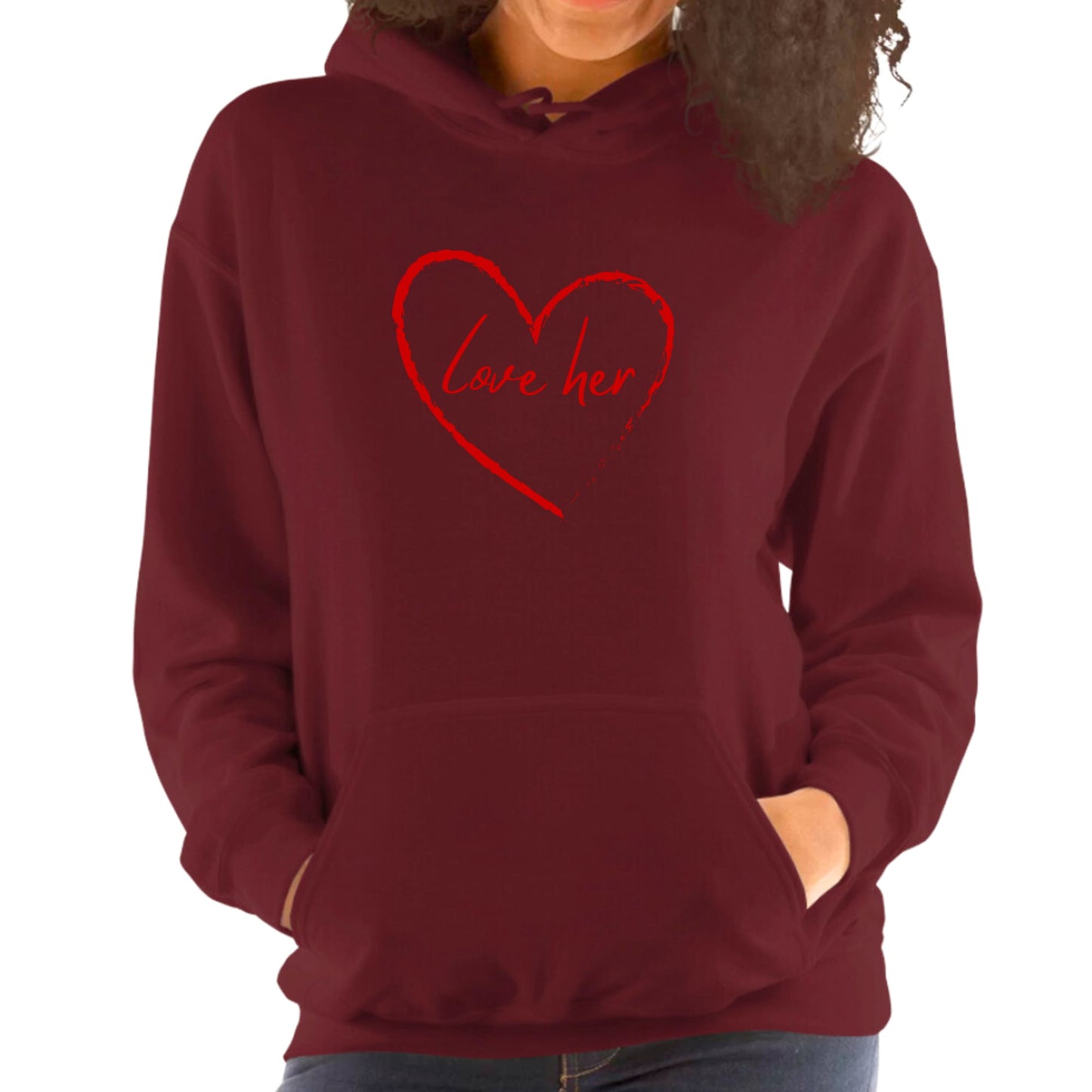 Womens Hoodie - Say it Soul Love Her - Red-5