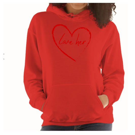 Womens Hoodie - Say it Soul Love Her - Red-1