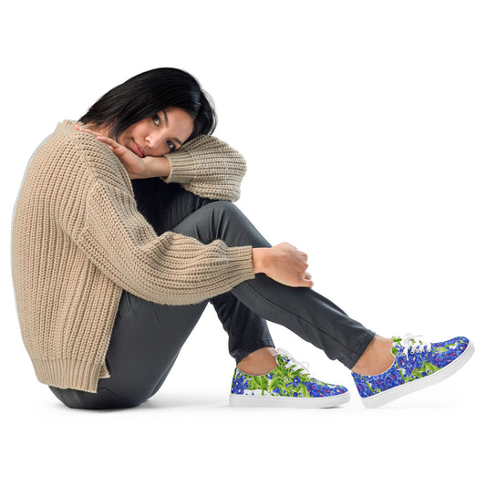 TEXAS BLUEBONNETS Women’s Lace-Up Canvas Shoes by SobG Designs