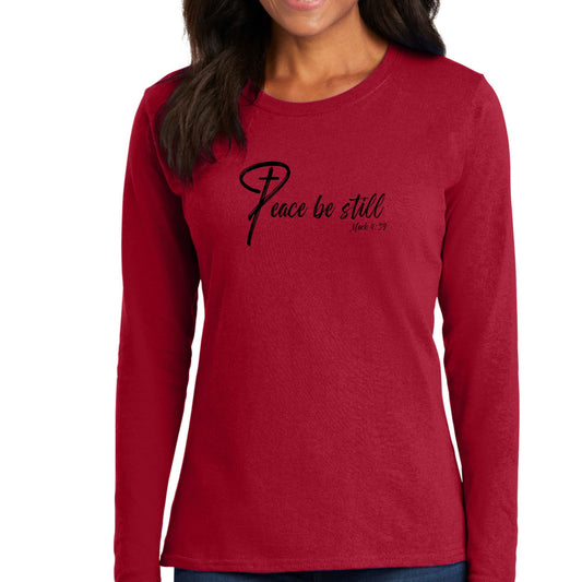 Womens Long Sleeve Graphic T-shirt - Peace be Still-1
