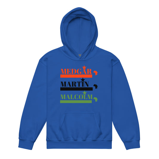 MEDGAR MARTIN MALCOLM STARS Youth Heavy Blend Hoodie by SobG Designs