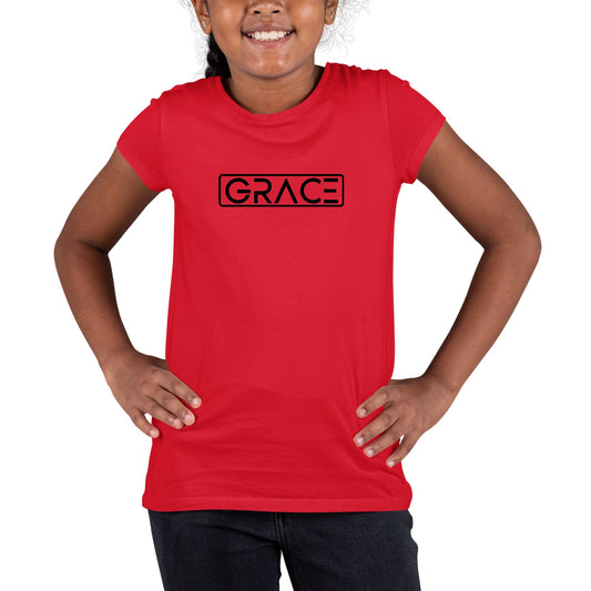 Youth Short Sleeve Graphic T-shirt Grace Christian Black Illustration-1