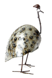 Large Recycled Metal Guinea Fowl Bird from Zimbabwe