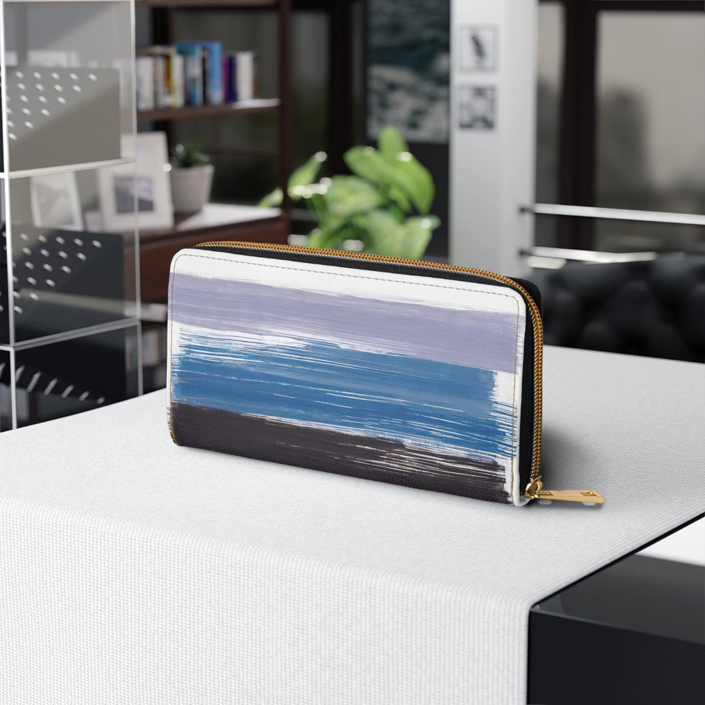 Zipper Wallet Rustic Purple Brown Design-4