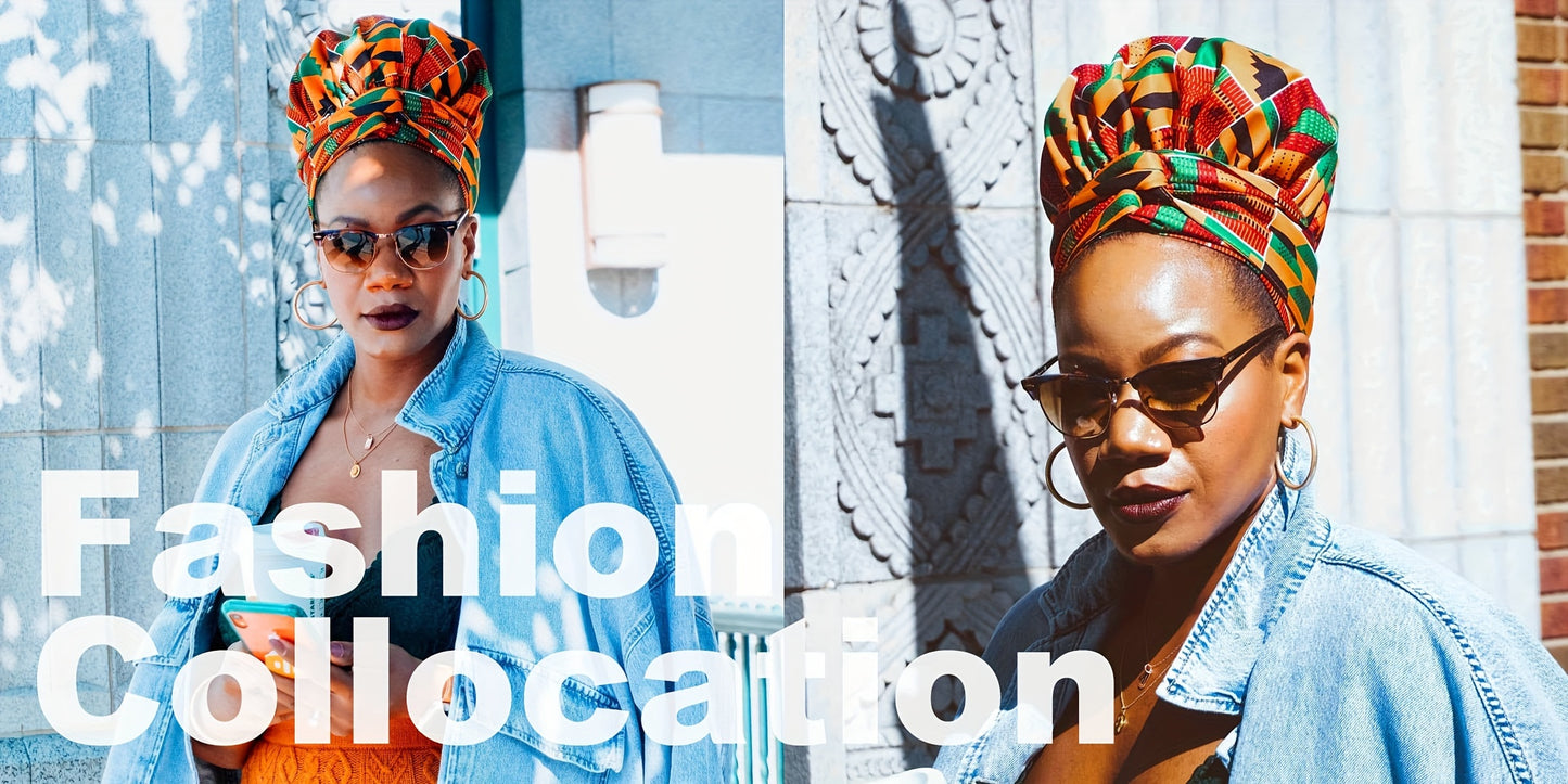 Boho Geometric Print Turban Hat Satin-Lined Head Wraps Vintage Lace Up Headscarf Beanies Bandanas For Women