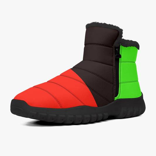 THE RED, THE BLACK, THE GREEN 446. Cotton-pad Fur Zipper Up Boots by SobG Designs