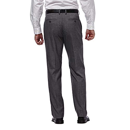 Haggar Men's J.m Premium Performance Stretch Stria 2-Button Suit Separate Coat, Dark Heather Grey, 46R with Plain Front Suit Separate Pant, Dark Heather Grey, 38Wx29L