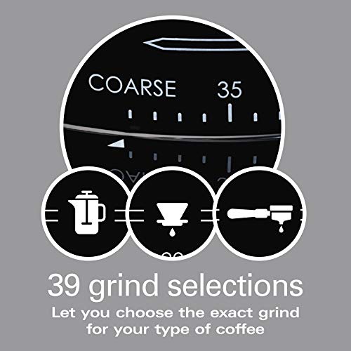 Hamilton Beach Professional Hamilton Beach Professional Stainless Steel Conical Burr Digital Coffee Grinder, 39 Adjustable Grind Settings, Black (80405)