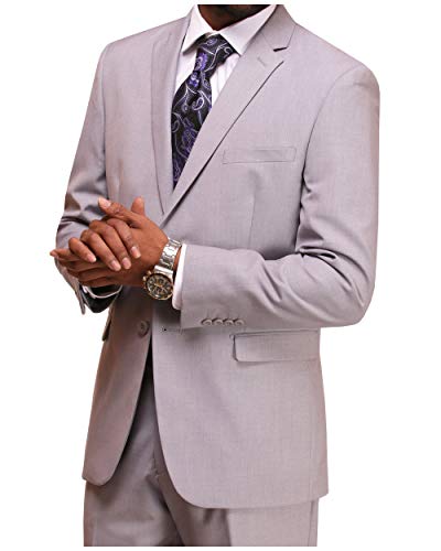 DANNY COLBY Mens 2 Piece Solid Suit Classic Fit, for Weddings Formals Business Events Regular Traditional Big and Tall 42S Grey