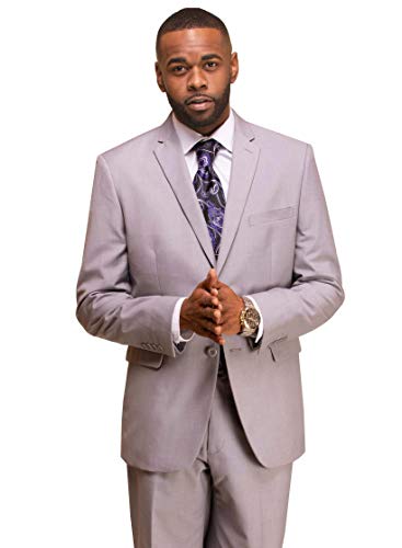 DANNY COLBY Mens 2 Piece Solid Suit Classic Fit, for Weddings Formals Business Events Regular Traditional Big and Tall 42S Grey