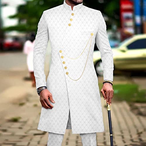 Men`s Suit African Clothing Dashiki Jacket and Ankara Pants 2 Piece Set Dress Suit Ankara Attire for Wedding Medium 2