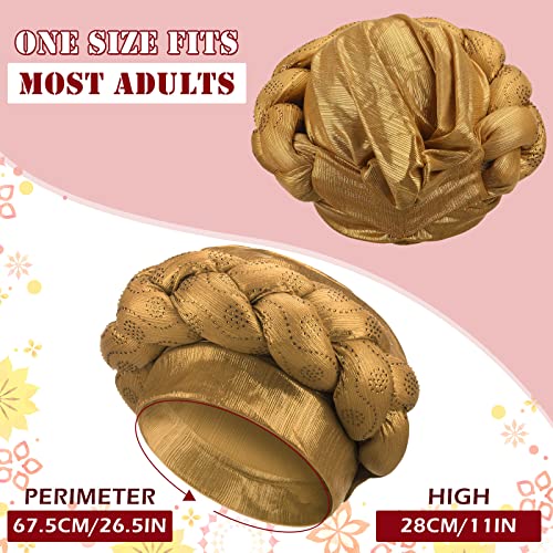 African Head Wraps for Black Women Pre Tied African Braid Turban Beanie Cap Stretchy Crystals Sequin Twisted Head Turbans for Women and Girls, 3 Colors