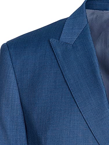 Paul Fredrick Men's Classic Fit Sharkskin Double Breasted Peak Lapel Suit Jacket Slate Blue 46 Long RMM960J