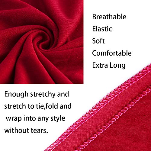 YMHPRIDE 4 Pieces Stretch Jersey Turban Head Wrap Knit Headwraps Urban Hair Scarf Solid Color Ultra Soft Extra Long Breathable Head Band Tie for Women