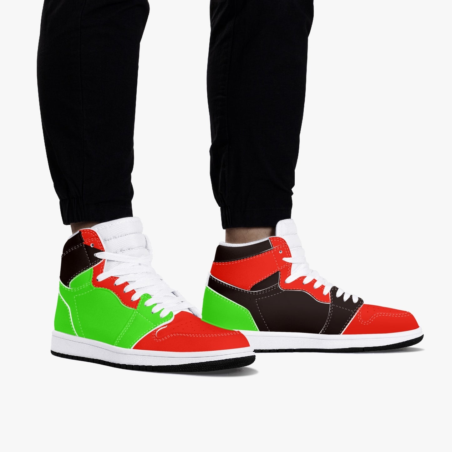 352. New PAN AFRICAN Black High-Top Leather Sneakers