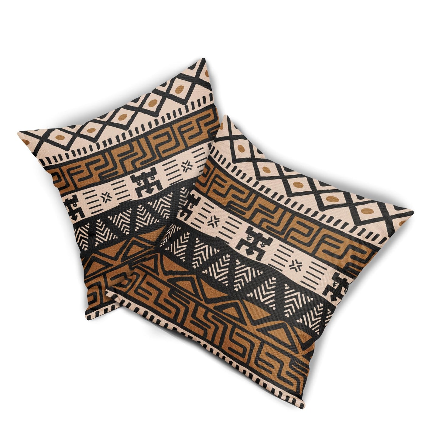 Sivirary African Print Pillow Covers 18x18 Inch Set of 2, Brown Black Ethnic Style Boho Decorative Throw Pillow Cases Modern Cushion Covers Bohemian Decoration Gift Farmhouse Sofa Couch Bed Decor
