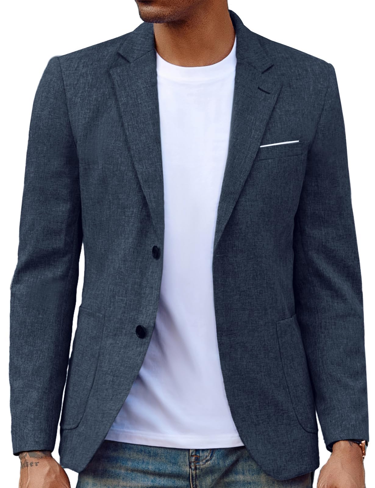 Men Lightweight Suit Blazer Jackets Casual Sport Coats Blazer with Pockets for Professor Lecturer Navy