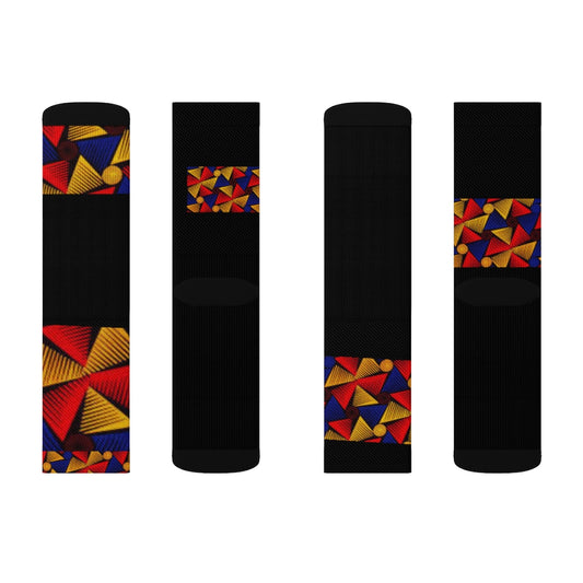 UNISEX MULTI COLOR ON BLACK Sublimation Socks by SobG Designs